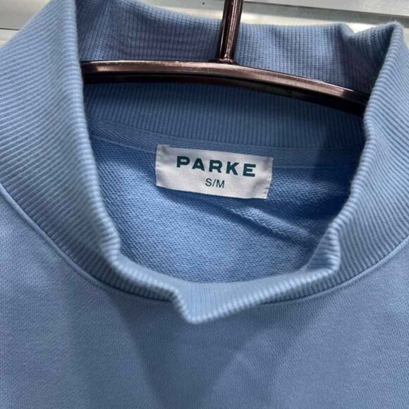 PARKE Women's Sky Blue Mock Neck Sweatshirt - Picture 3 of 6